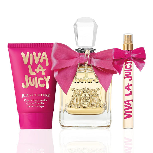 Viva La Juicy by Juicy Couture for Women - 3 Pc Gift Set 3.4oz EDP Spray, 0.33oz EDP Spray, 4.2oz Body Souffle